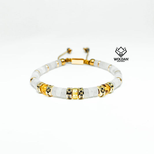 Pulsera Puka Jade Blanco