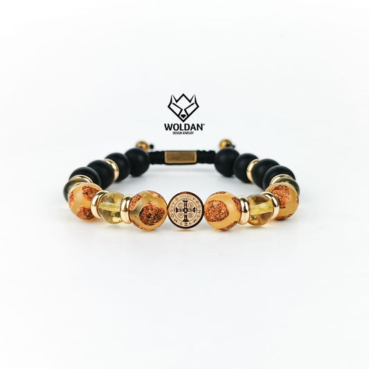 PULSERA SAN BENITO ÁGATA MADERA