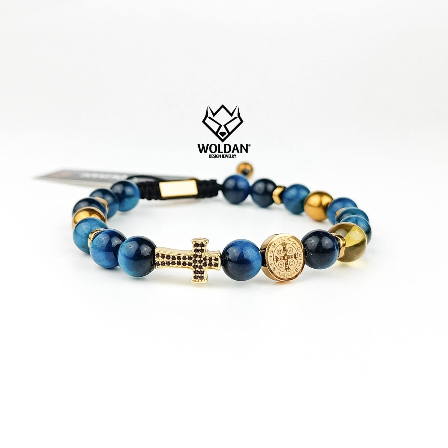 Pulsera San Benito y Cruz/ azul