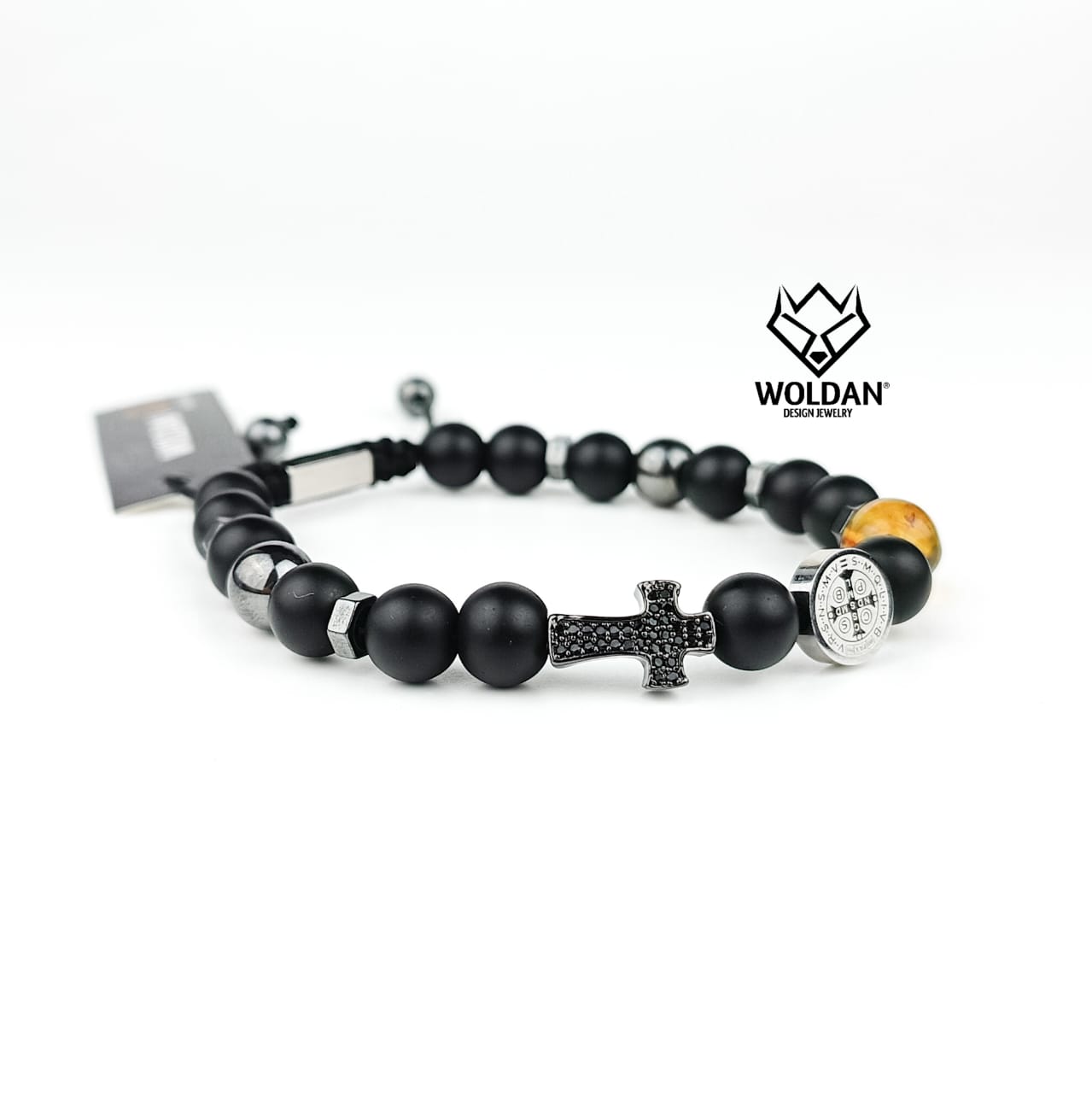 PULSERA NEGRA SAN BENITO/CRUZ