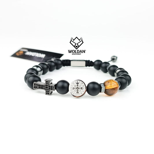 PULSERA NEGRA SAN BENITO/CRUZ