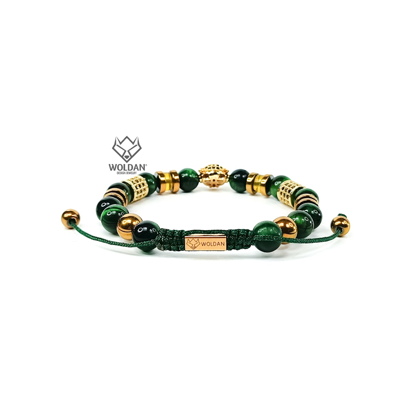 Pulsera verde con detalles de Ámbar /Felino