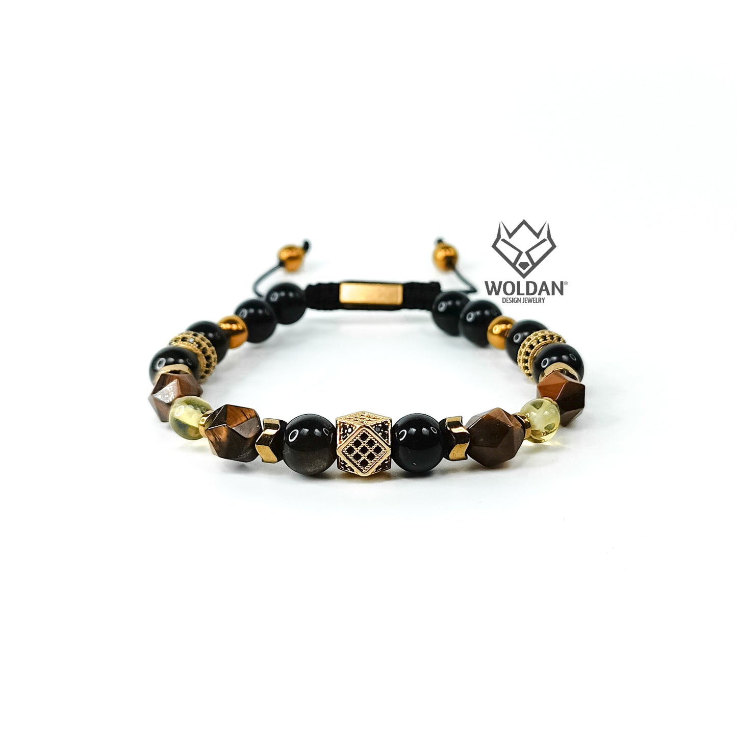 Pulsera CUBO ojo de tigre hexagonal