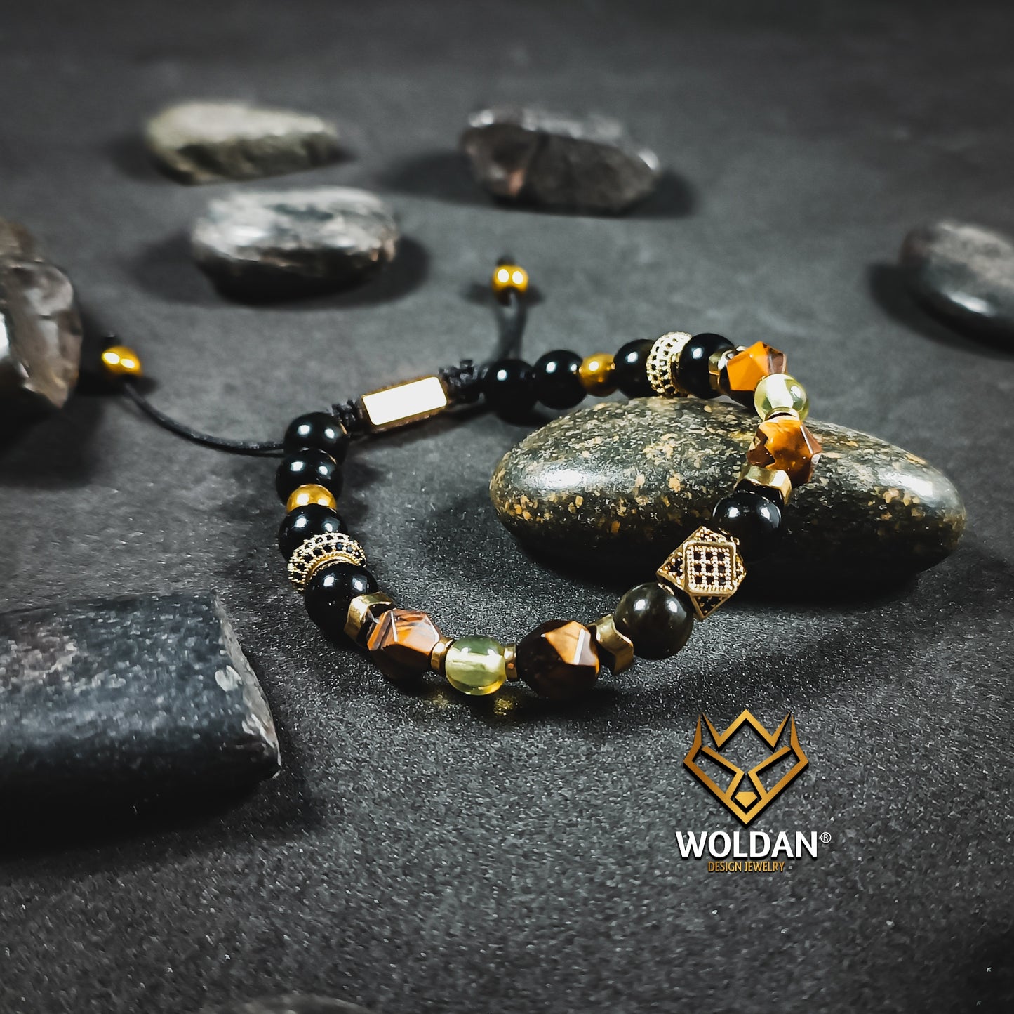 Pulsera CUBO ojo de tigre hexagonal