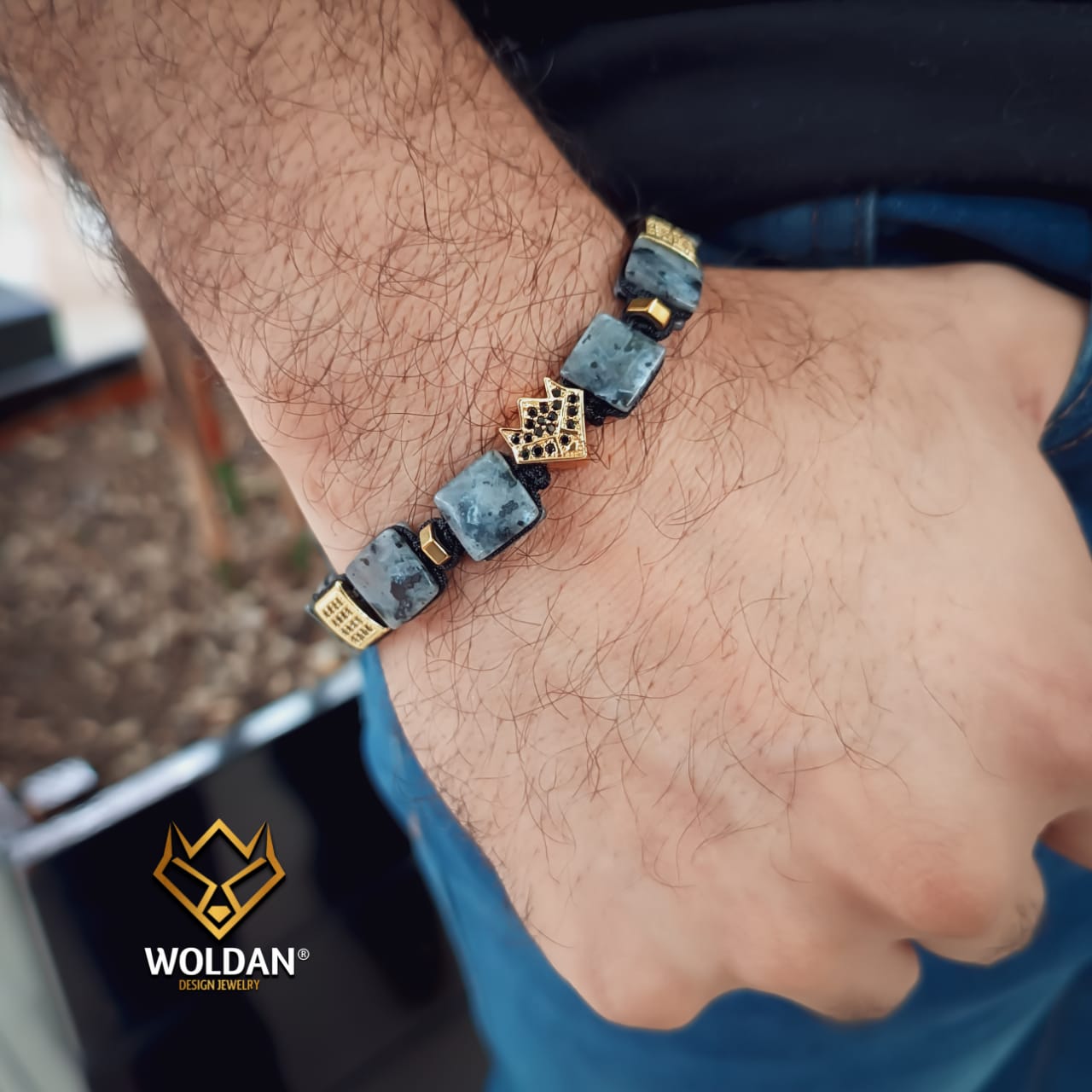 WOLF PULSERA SHAMBALLA LABRADORITA