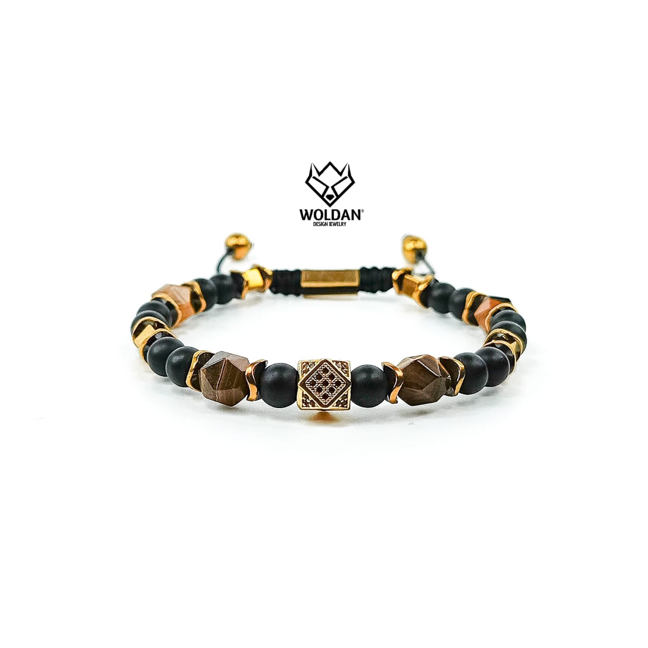 Pulsera CUBO-Ojo de tigre hexagonal