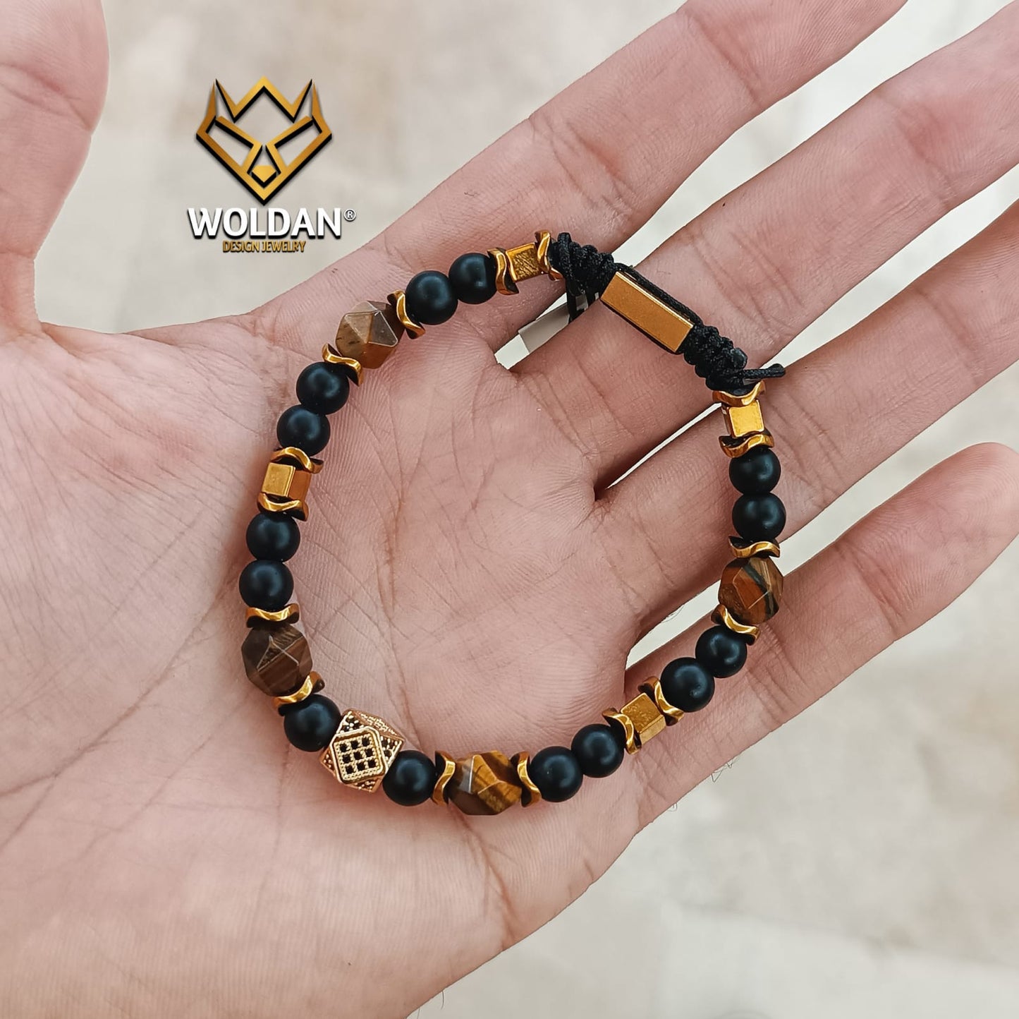 Pulsera CUBO-Ojo de tigre hexagonal