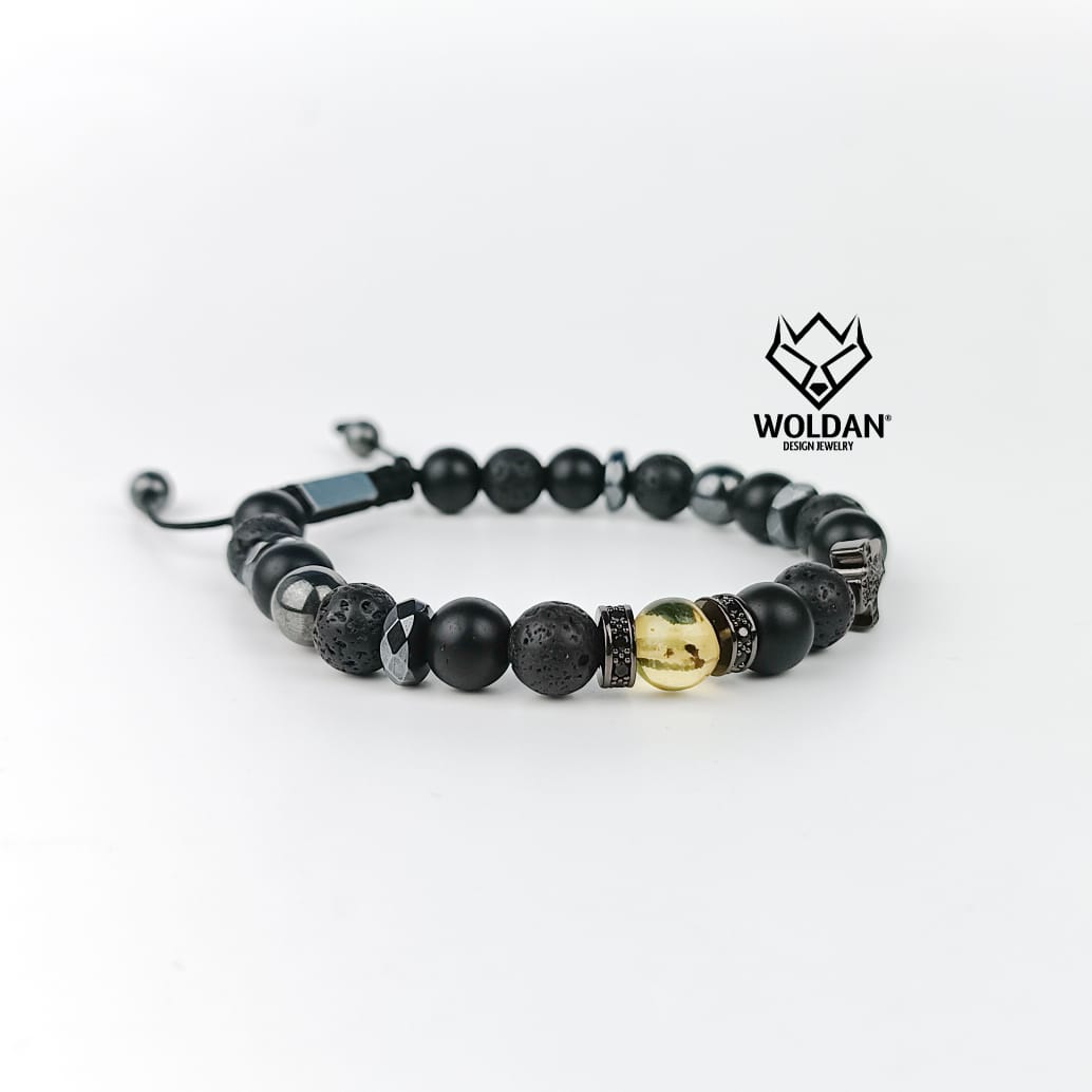 Pulsera negra de Cruz con zirconias