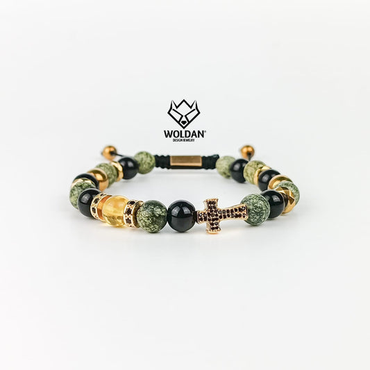 Cruz con zirconias, Pulsera Verde
