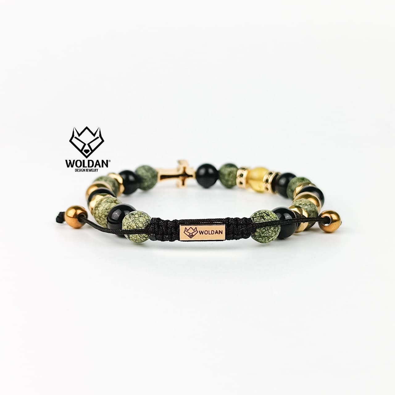 Cruz con zirconias, Pulsera Verde