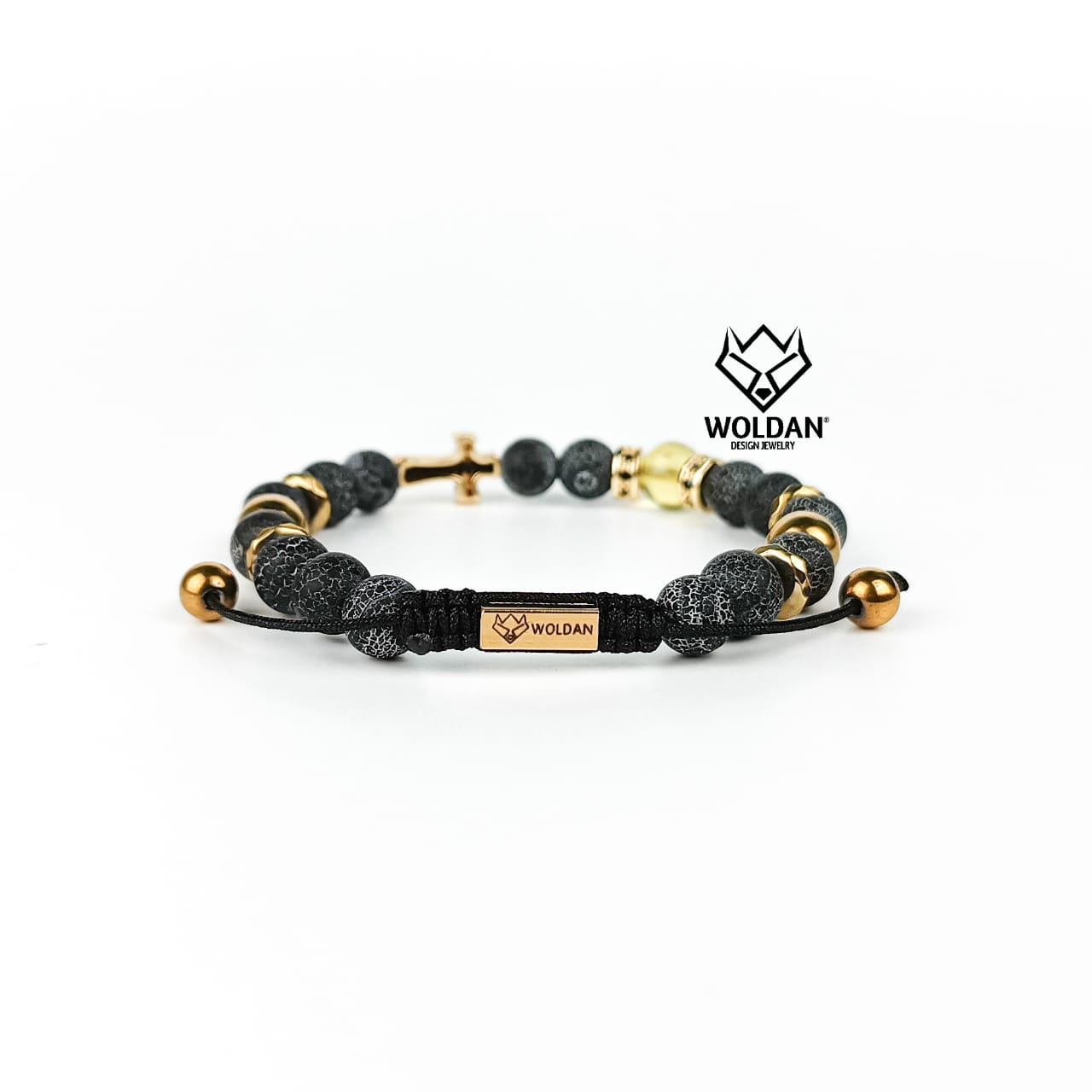 Pulsera dije de cruz con zirconias, color gris