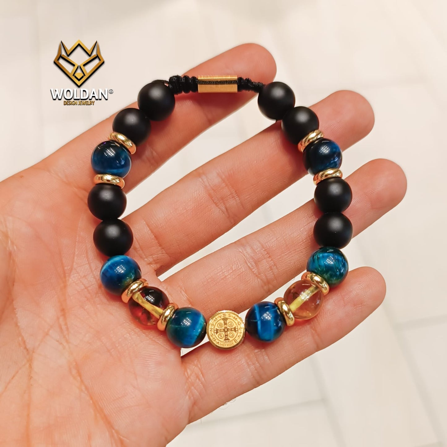 SAN BENITO PULSERA AZUL CON ÁMBAR