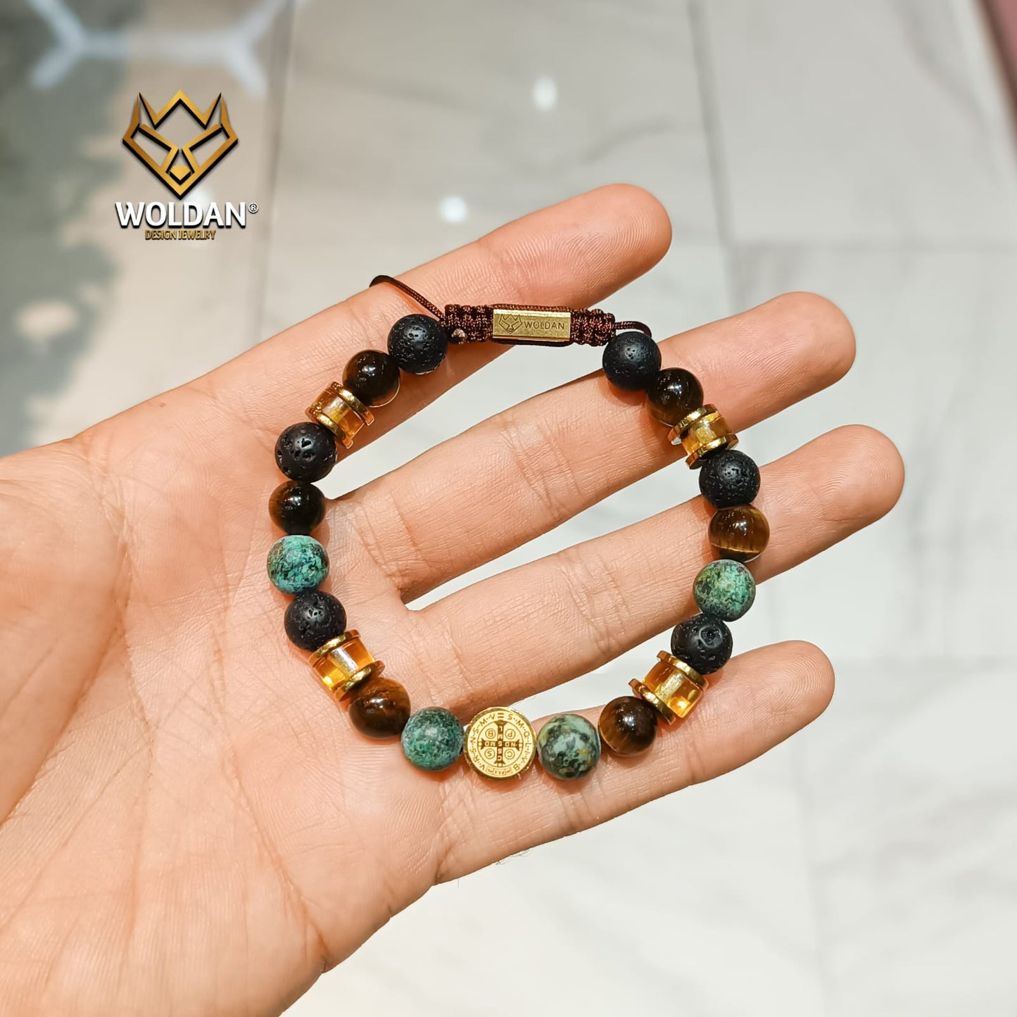 SAN BENITO PULSERA ÁGATA AFRICANA CON ÁMBAR