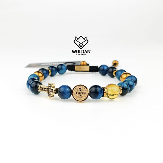 Pulsera San Benito y Cruz/ azul