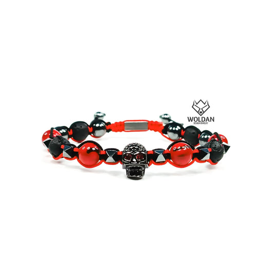 Pulsera Cráneo Red and Black