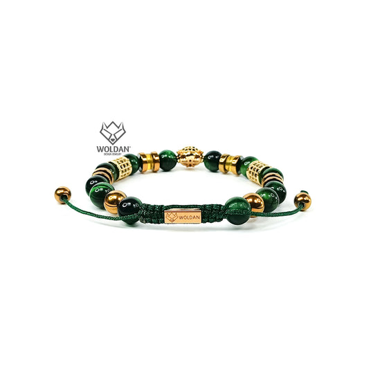 Pulsera verde con detalles de Ámbar /Felino