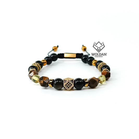 Pulsera CUBO ojo de tigre hexagonal
