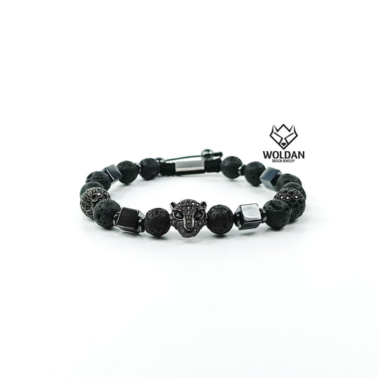 Pulsera volcánica black felino