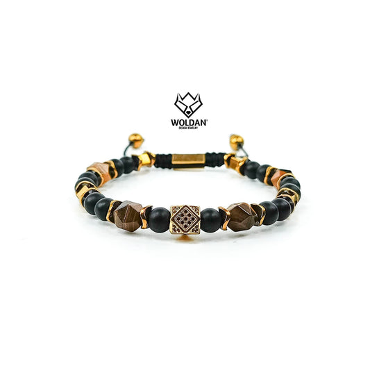 Pulsera CUBO-Ojo de tigre hexagonal