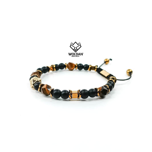 Pulsera CUBO-Ojo de tigre hexagonal