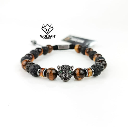 Jaguar Negro Pulsera Café